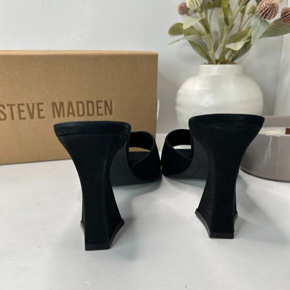Steve Madden Fairfax Suede Heeled Slip On Sandal Black Women's 8.5 M Witchycore - Picture 5 of 12